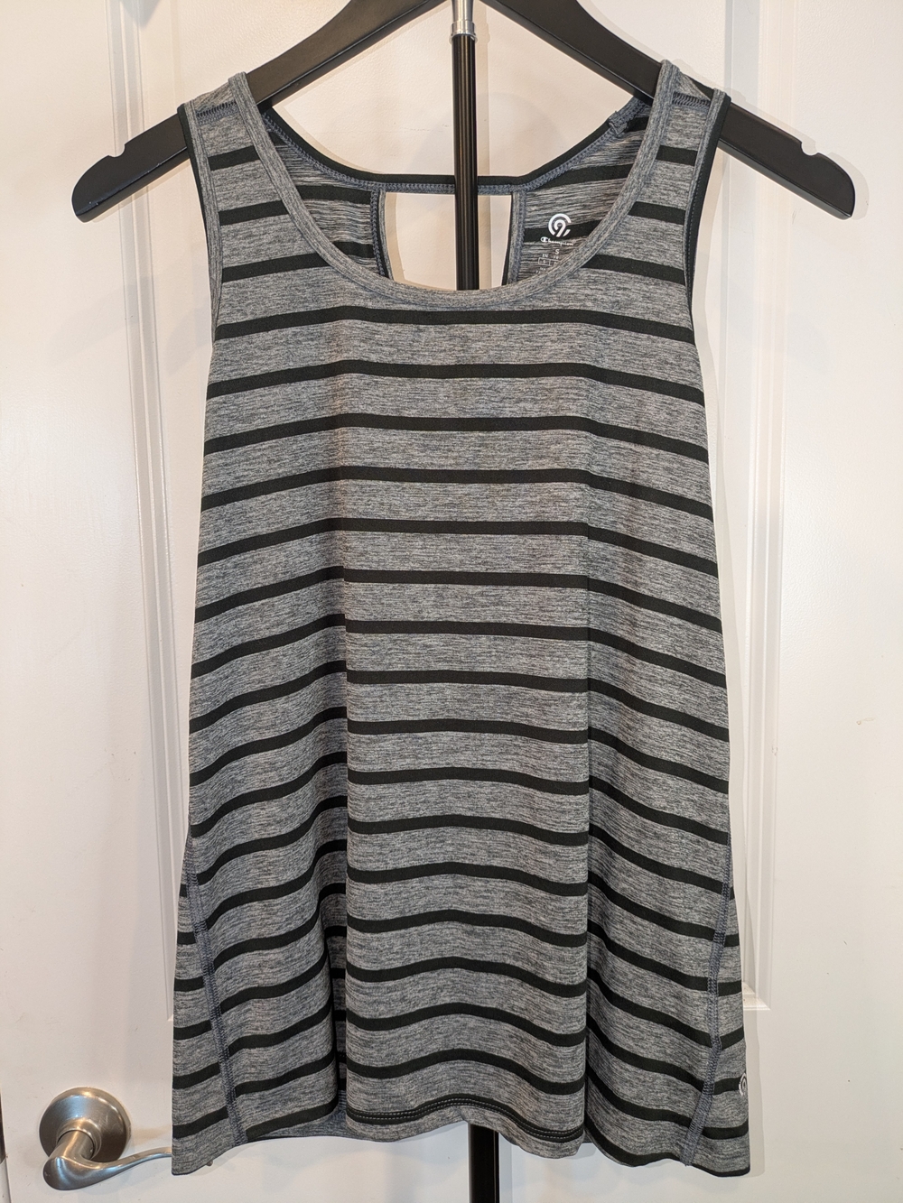 Champion C9 Womens S Gray Black Striped Racerback Workout Tank Top